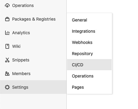 GitLab settings, CI/CD